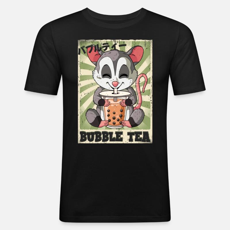 Boba Tea Opossum Bubble Tea - Men's Slim Fit T-Shirt - black