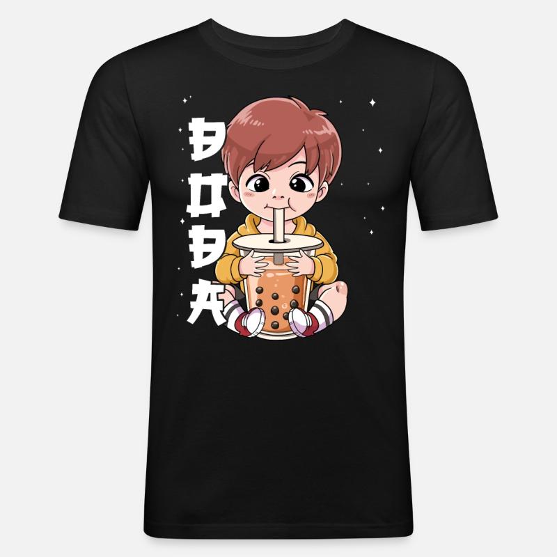 Boba Tea Junge Bubble Tea - Männer Slim Fit T-Shirt - Schwarz