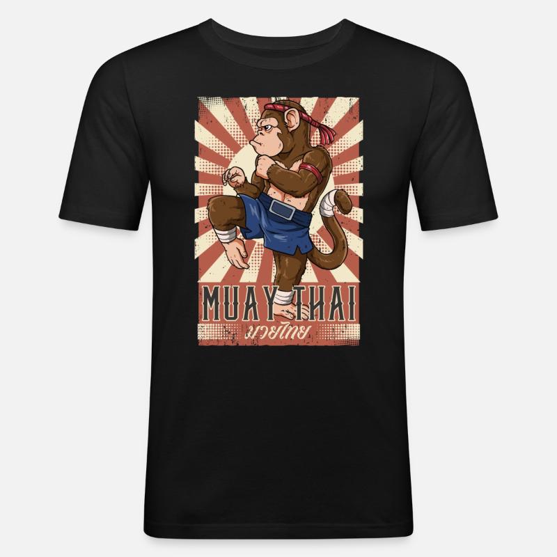 Muay Thai - Männer Slim Fit T-Shirt - Schwarz