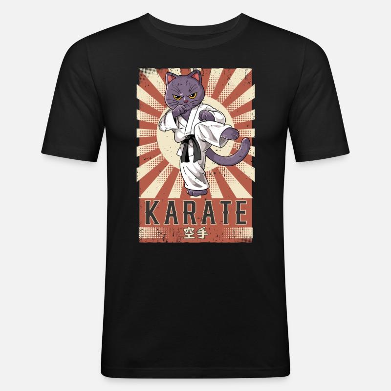 Karate - Männer Slim Fit T-Shirt - Schwarz