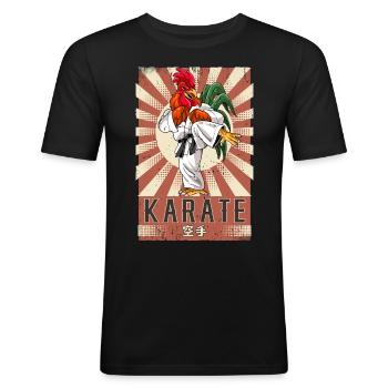 Karate - Männer Slim Fit T-Shirt - Schwarz - Vorne - Nik (191cm)