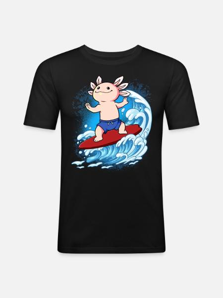 Wellensurfer Surfer Surfen - Männer Slim Fit T-Shirt - Schwarz