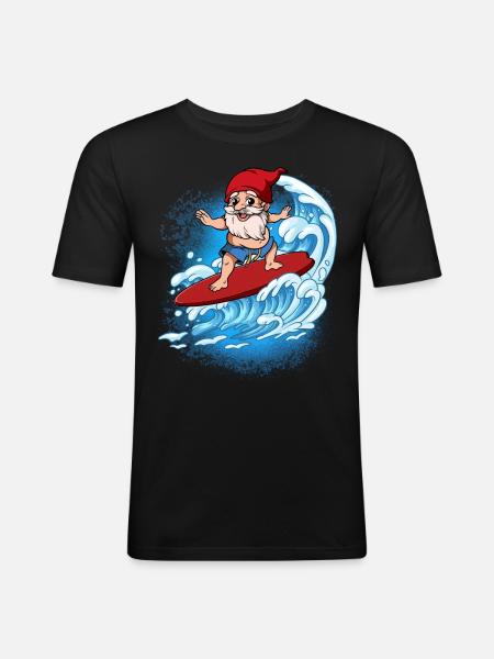 Wellensurfer Surfer Surfen - Männer Slim Fit T-Shirt - Schwarz