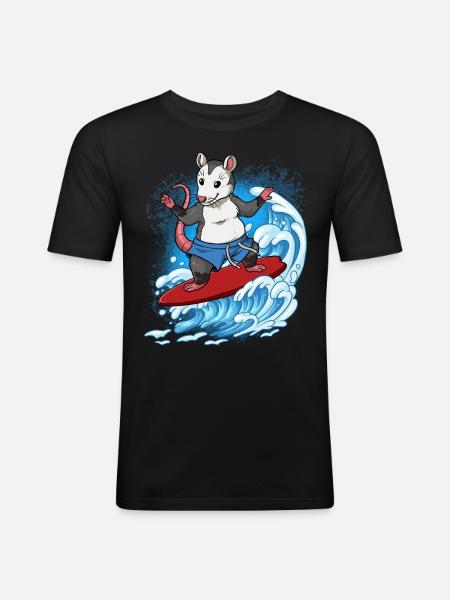 Wellensurfer Surfer Surfen - Männer Slim Fit T-Shirt - Schwarz