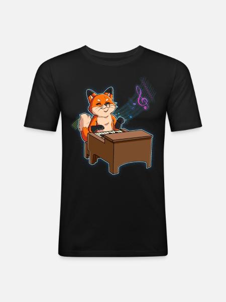 Fuchs Piano Player - Men's Slim Fit T-Shirt - black