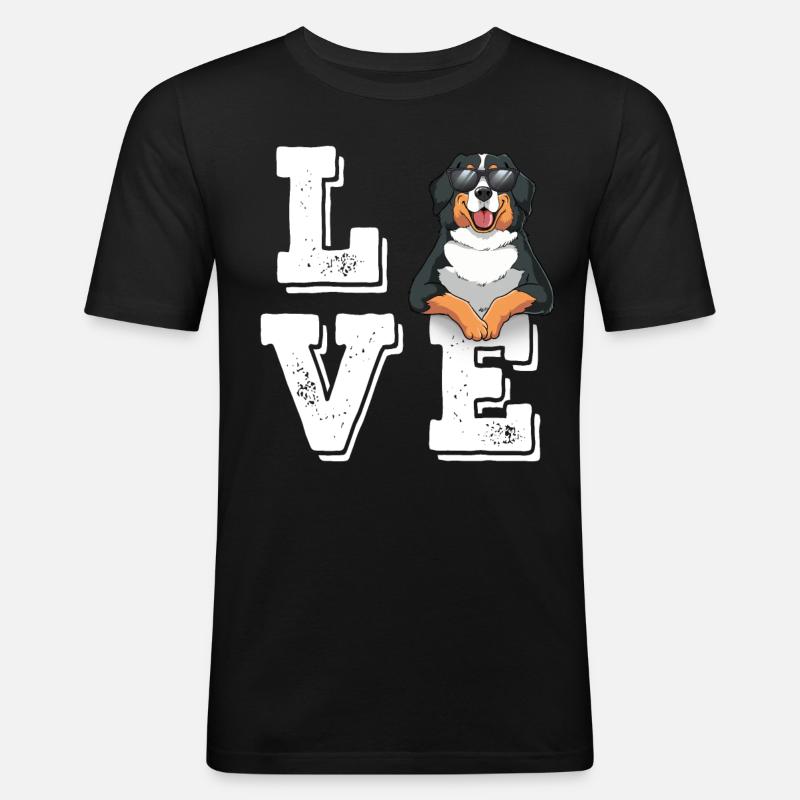 Love Berner Sennenhund - Männer Slim Fit T-Shirt - Schwarz