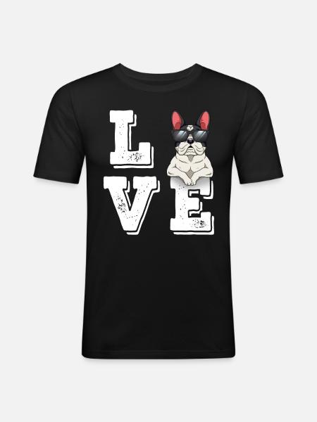 Love French Bulldog - Men's Slim Fit T-Shirt - black