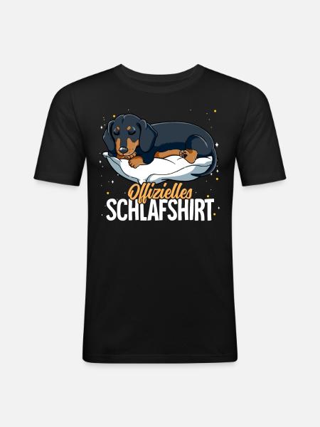 Offizielles Schlafshirt Dackel - Männer Slim Fit T-Shirt - Schwarz