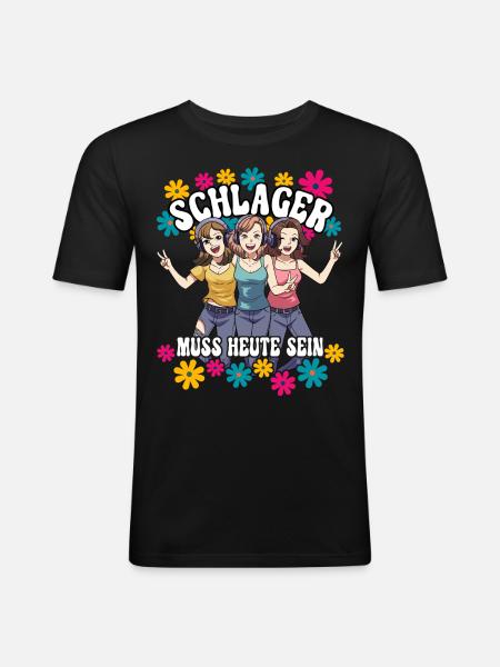 Schlager - Männer Slim Fit T-Shirt - Schwarz