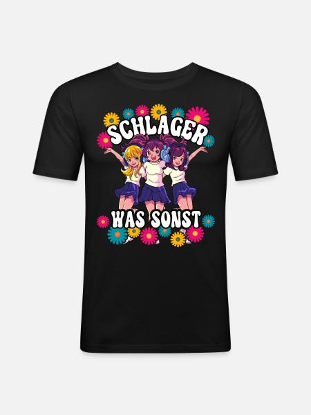 Schlager - Männer Slim Fit T-Shirt - Schwarz