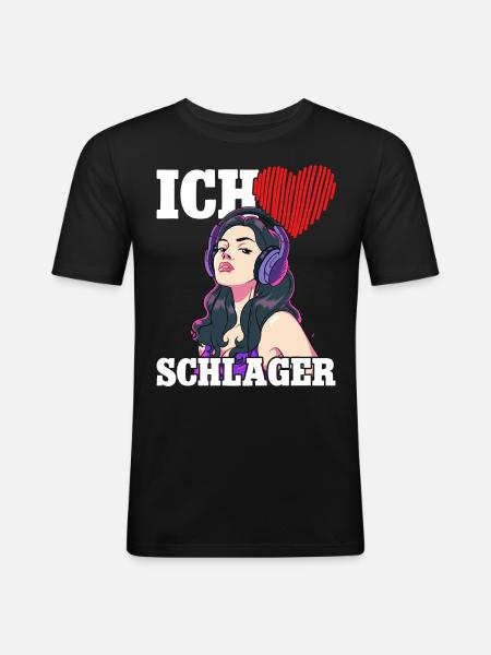 Ich Liebe Schlager - Männer Slim Fit T-Shirt - Schwarz