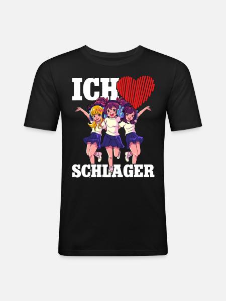 Ich Liebe Schlager - Männer Slim Fit T-Shirt - Schwarz