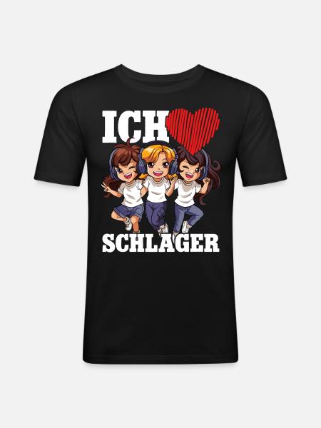 Ich Liebe Schlager - Männer Slim Fit T-Shirt - Schwarz