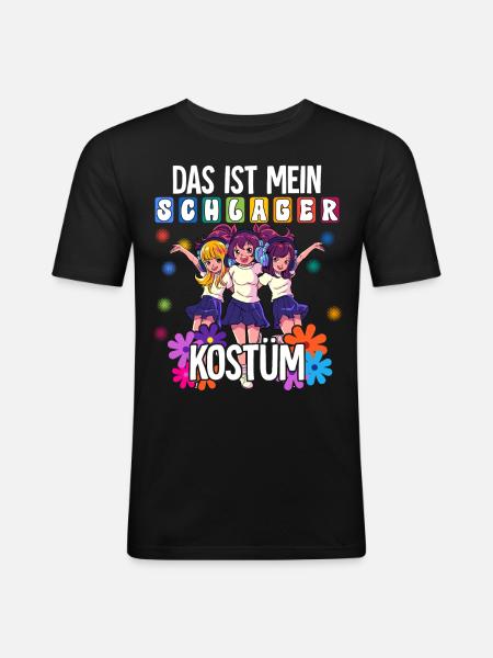 Das Ist Mein Schlager Kostüm - Männer Slim Fit T-Shirt - Schwarz