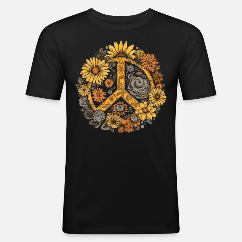 Kostüm Hippie Peace Zeichen - Männer Slim Fit T-Shirt - Schwarz
