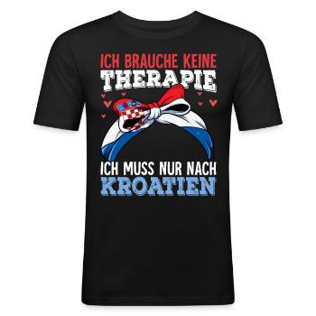 Kroatien - Männer Slim Fit T-Shirt - Schwarz - Vorne - Nik (191cm)