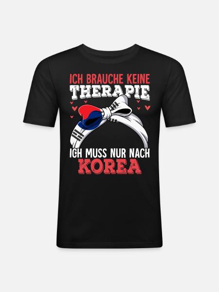 Korea - Männer Slim Fit T-Shirt - Schwarz