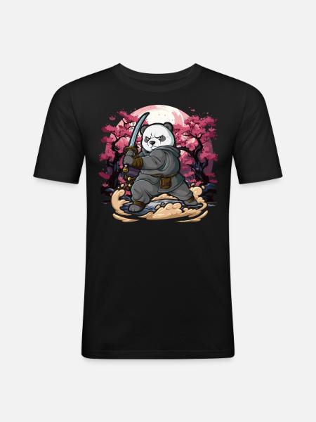 Samurai Panda - Men's Slim Fit T-Shirt - black
