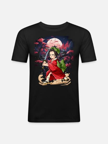 Samurai Kimono Women - Men's Slim Fit T-Shirt - black