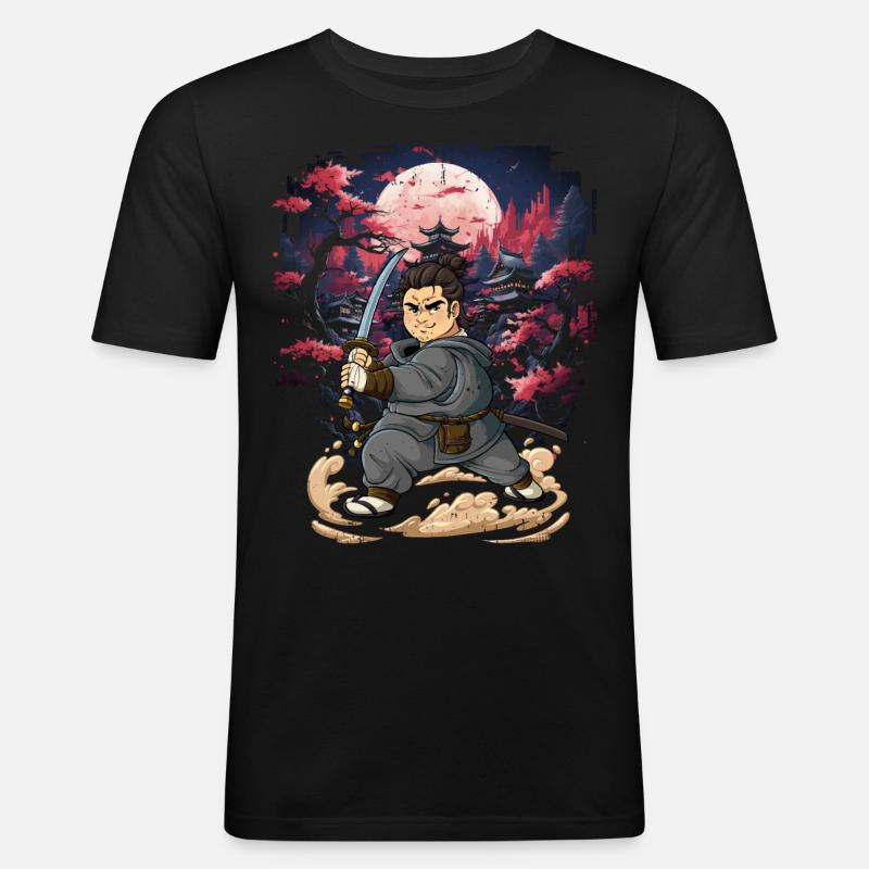 Samurai Männer - Männer Slim Fit T-Shirt - Schwarz