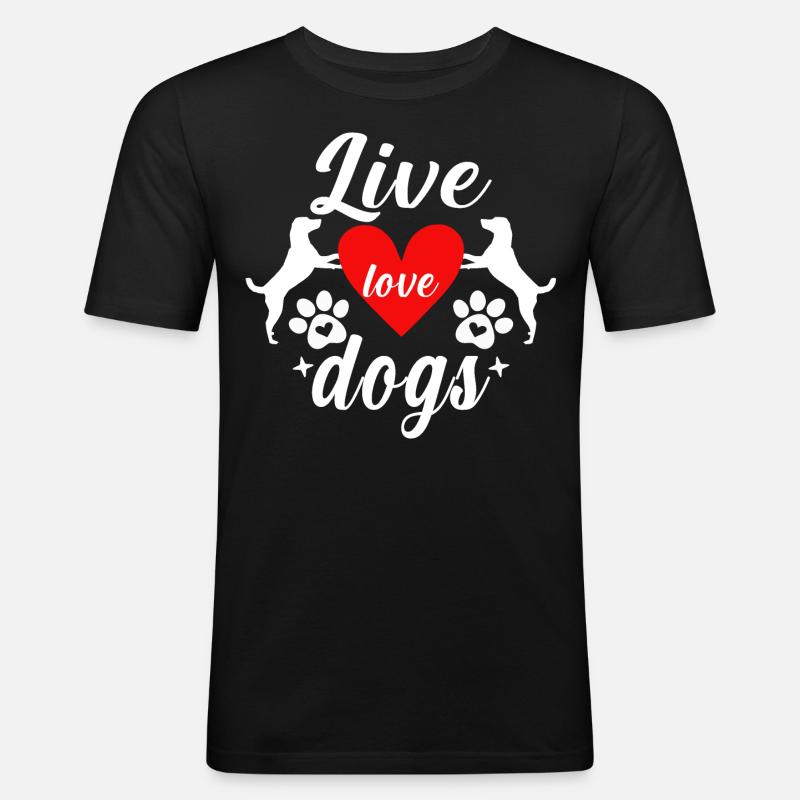 Leben Liebe Hunde - Männer Slim Fit T-Shirt - Schwarz