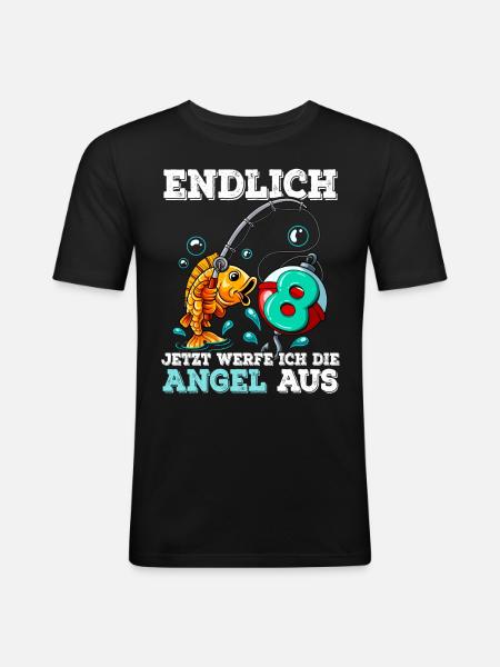 8 Birthday Angler Fishing - Men's Slim Fit T-Shirt - black