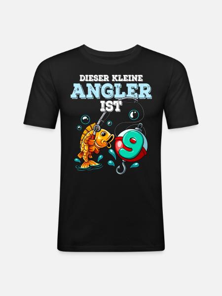 9 Birthday Angler Fishing - Men's Slim Fit T-Shirt - black