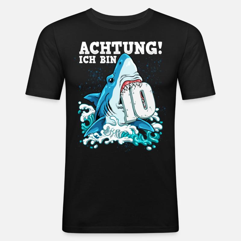 Requin du 10e anniversaire - T-shirt près du corps Homme - noir