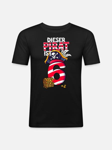 6th Birthday Pirates - Men's Slim Fit T-Shirt - black