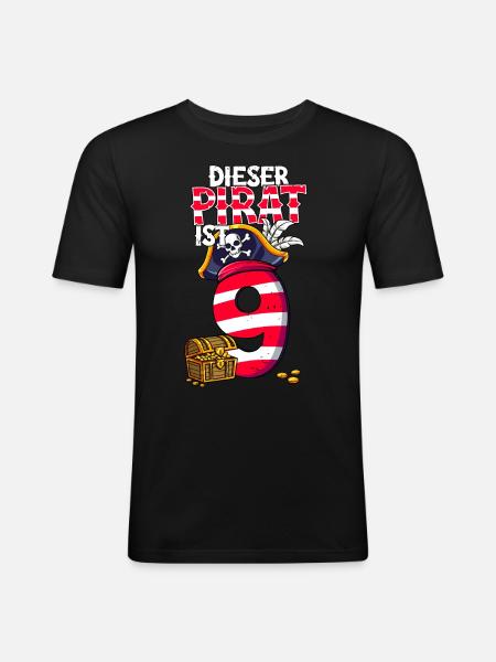 9th Birthday Pirates - Men's Slim Fit T-Shirt - black