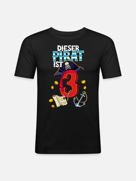 3rd Birthday Pirates - Men's Slim Fit T-Shirt - black