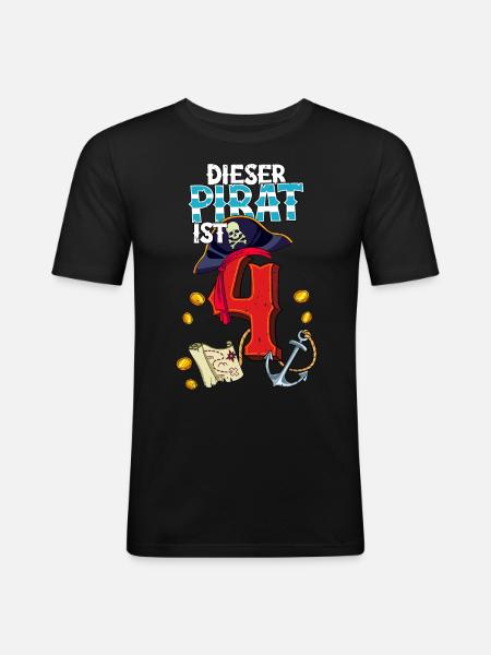 4th Birthday Pirates - Men's Slim Fit T-Shirt - black