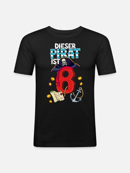 8e anniversaire Pirates - T-shirt près du corps Homme - noir