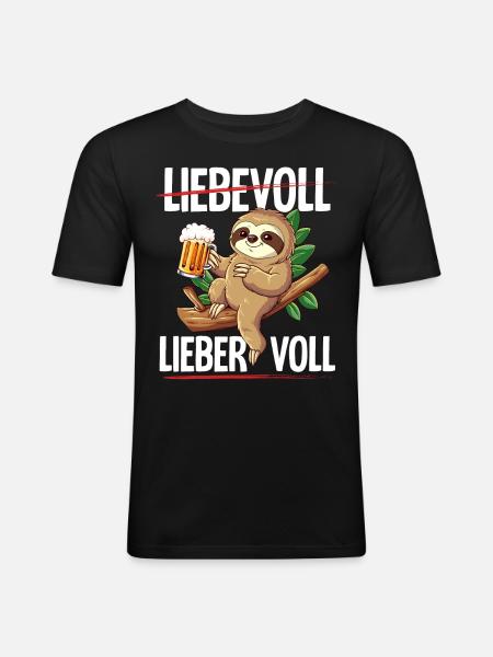 Sloth Booze Loving Dear Full - Men's Slim Fit T-Shirt - black