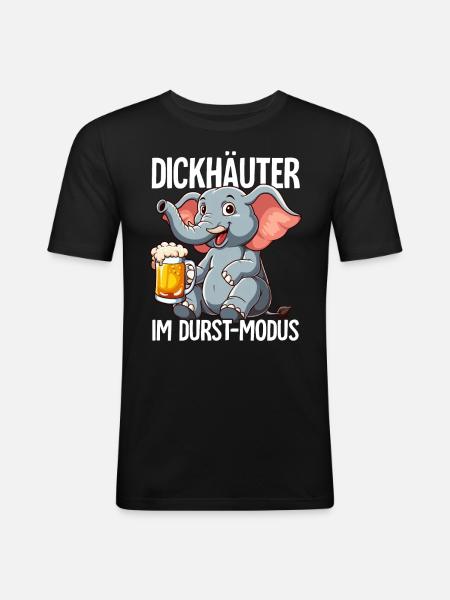 Elefant Bier - Männer Slim Fit T-Shirt - Schwarz