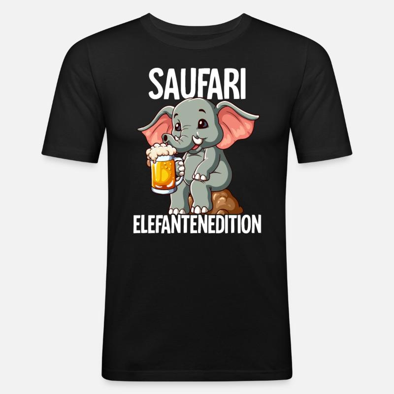 Saufari Elefantenedition Elefant Bier - Männer Slim Fit T-Shirt - Schwarz