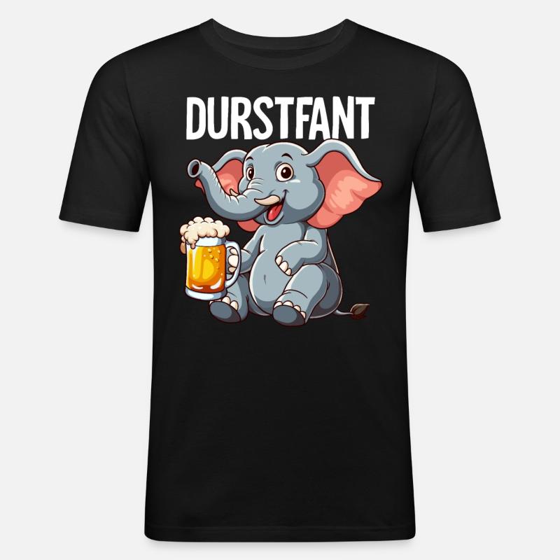 Durstfant Elefant Bier - Männer Slim Fit T-Shirt - Schwarz