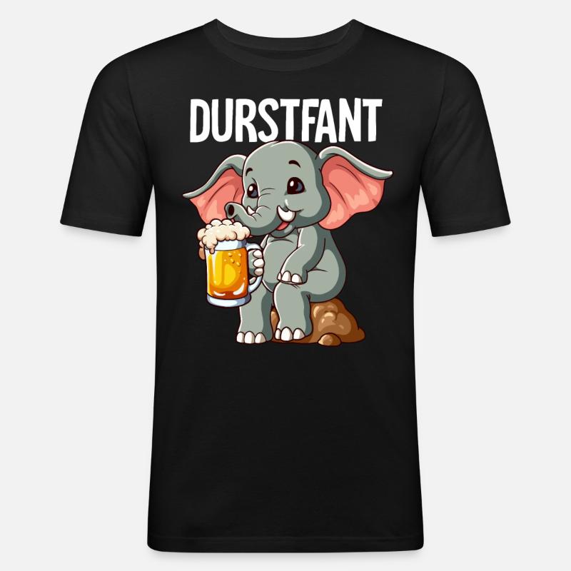 Durstfant Elefant Bier - Männer Slim Fit T-Shirt - Schwarz
