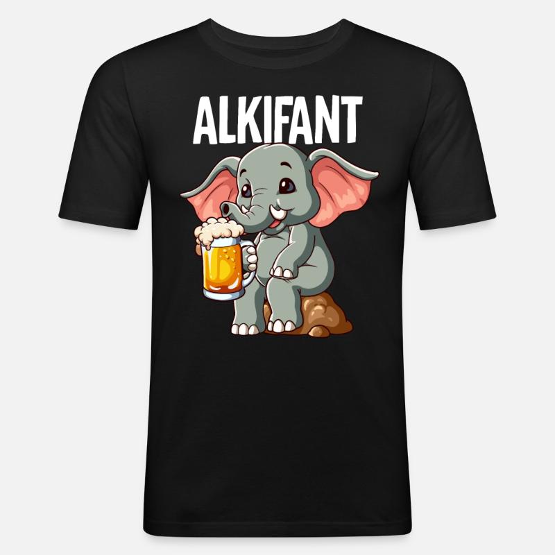 Alkifant Elefant Bier - Männer Slim Fit T-Shirt - Schwarz