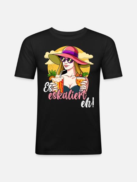 Es Eskaliert Eh - Männer Slim Fit T-Shirt - Schwarz