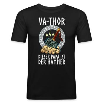 Vathor - Männer Slim Fit T-Shirt - Schwarz - Vorne - Nik (191cm)