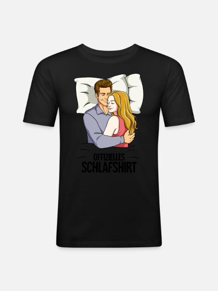 Offizielles Schlafshirt Partner - Männer Slim Fit T-Shirt - Schwarz
