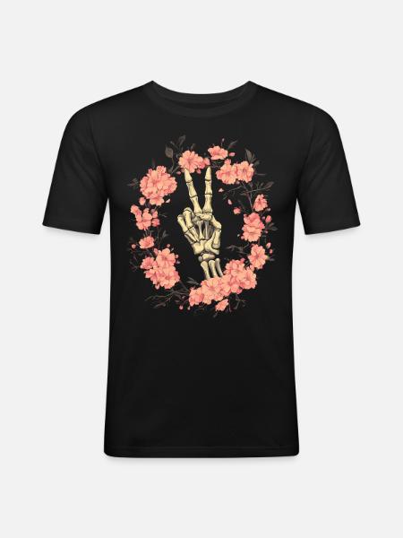 Skeleton Hand Peace Sign - Men's Slim Fit T-Shirt - black