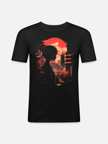 Anime Mädchen Japan - Männer Slim Fit T-Shirt - Schwarz