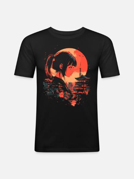 Anime Mädchen Japan - Männer Slim Fit T-Shirt - Schwarz