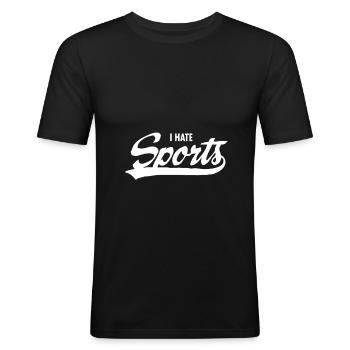 I hate sports muffle tea - Men's Slim Fit T-Shirt - black - Front - Nik (191cm)