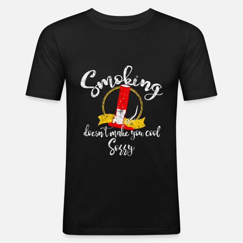 Zigarette - Männer Slim Fit T-Shirt - Schwarz