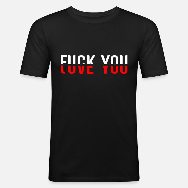 Love and hate you - Männer Slim Fit T-Shirt - Schwarz