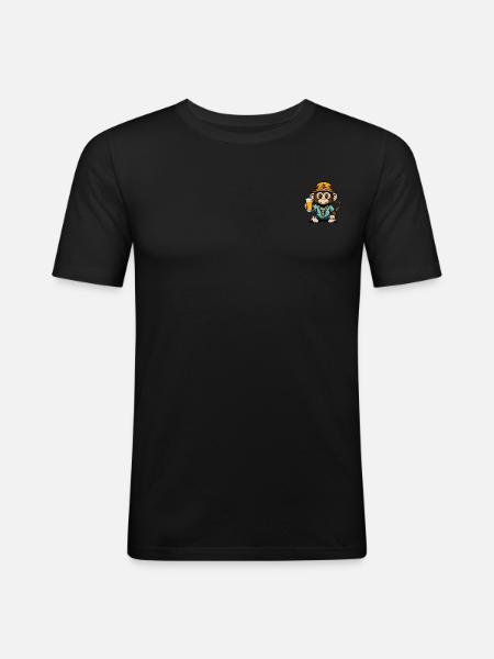 Affe mit Fischerhut und Bier - Männer Slim Fit T-Shirt - Schwarz