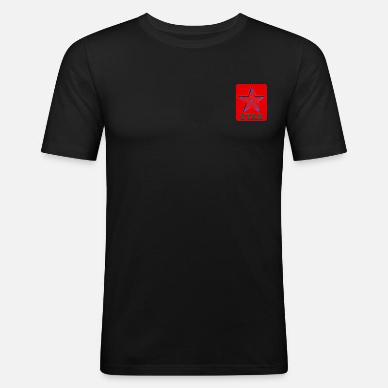 STAR - Stern -Superhelden - Männer Slim Fit T-Shirt - Schwarz